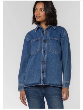 NWT VELVET HEART Bandita Denim Shacket Blue Womens Size M